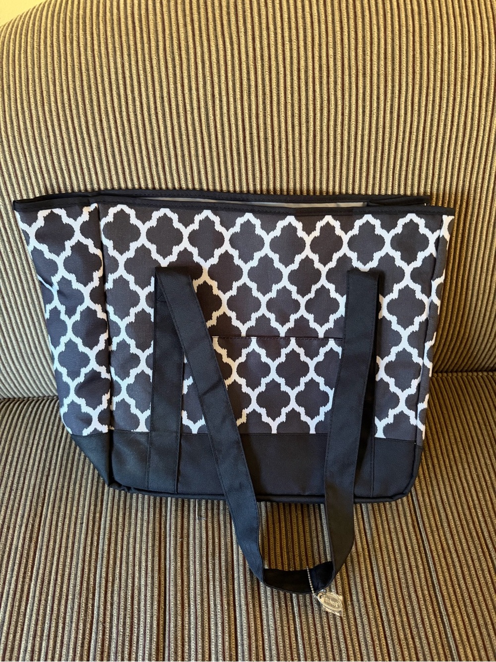 Black and White Geometric Tote Bag - Unbranded